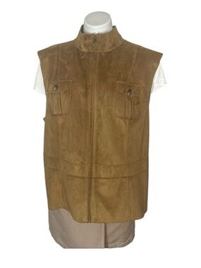 LAUREN RALPH LAUREN Dry Goods Supply Faux Suede Vest Zipper Front Plus Size 2X